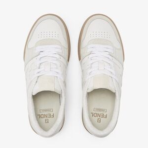 EUC Men’s Size 8 (Euro Sz 41) Fendi Match Low Top Suede Sneakers In White/Beige